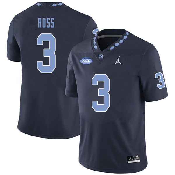 Jordan Brand Men #3 Dominique Ross North Carolina Tar Heels College Football Jerseys Sale-Navy